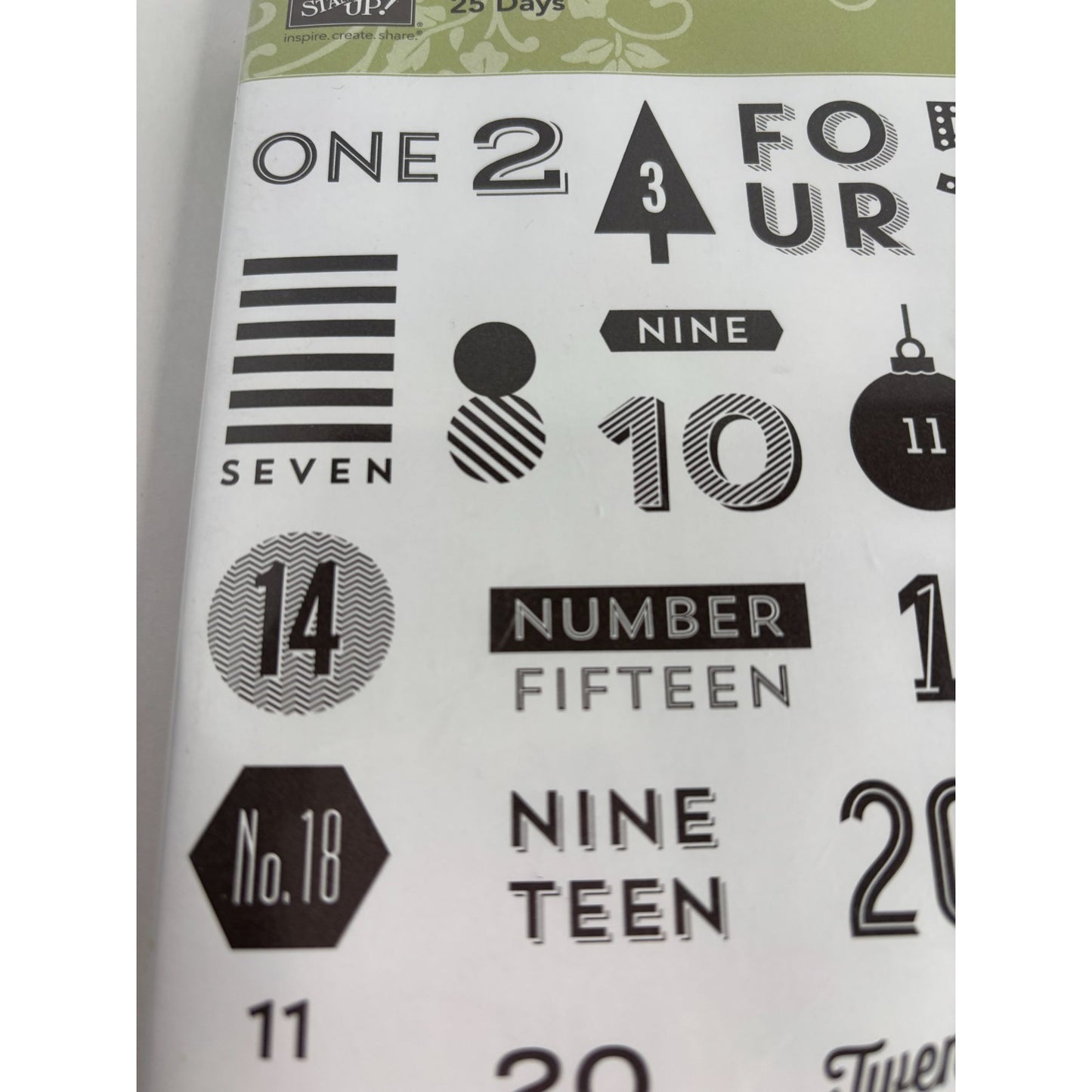 Stampin Up Acrylic Stamp Set 25 Days of Christmas Countdown Numbers Math Holiday