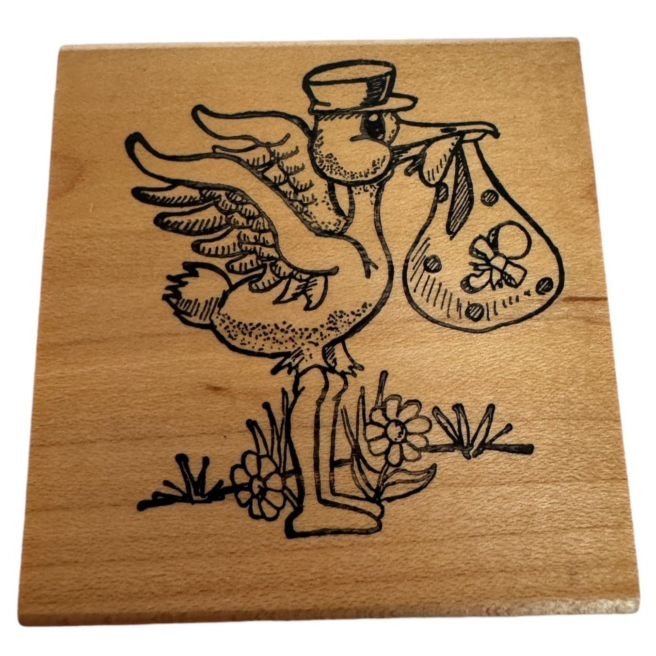 Stamps In Motion Rubber Stamp Stork Delivery Bag Baby Announcement Card Making