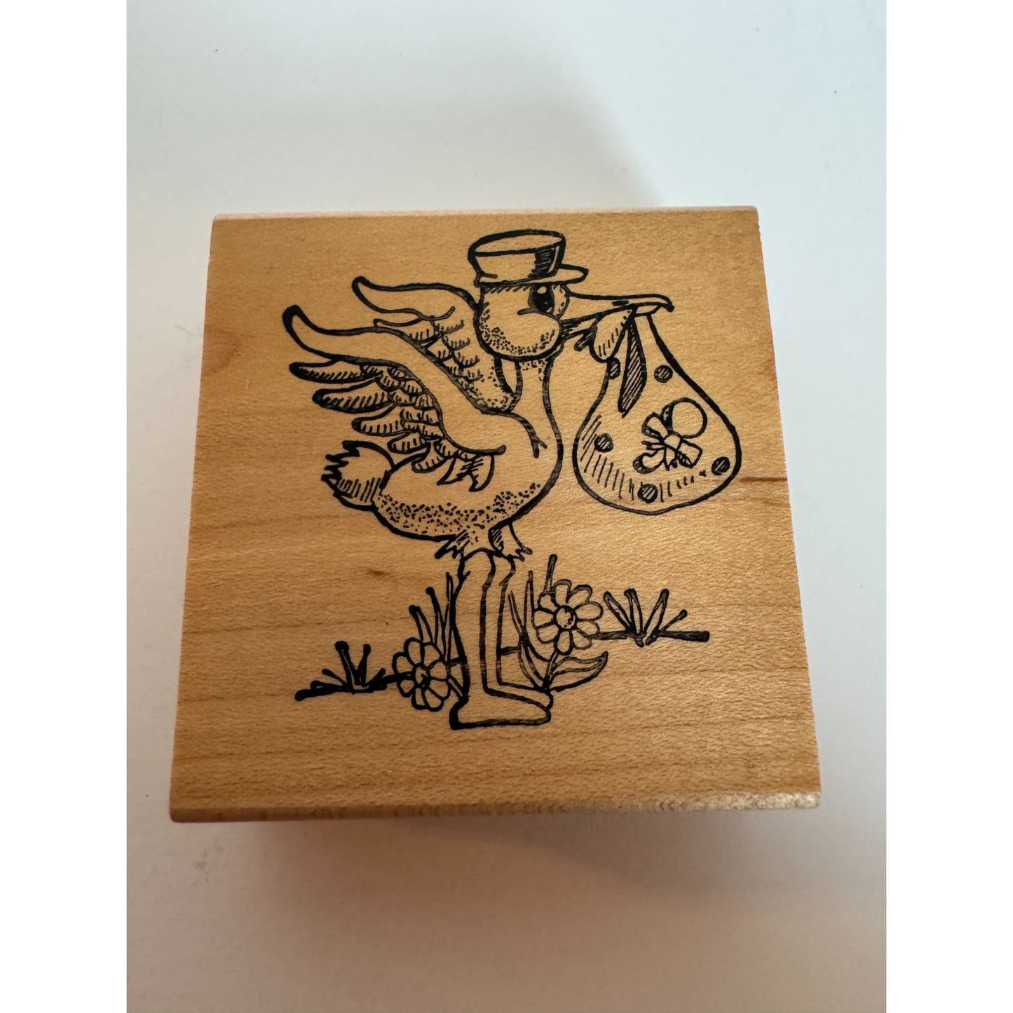 Stamps In Motion Rubber Stamp Stork Delivery Bag Baby Announcement Card Making