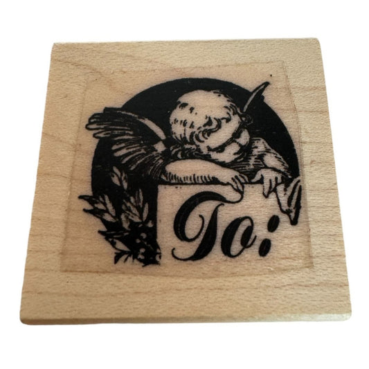 Angel Rubber Stamp To Design Gift Tag Card Making Valentines Day Present Small