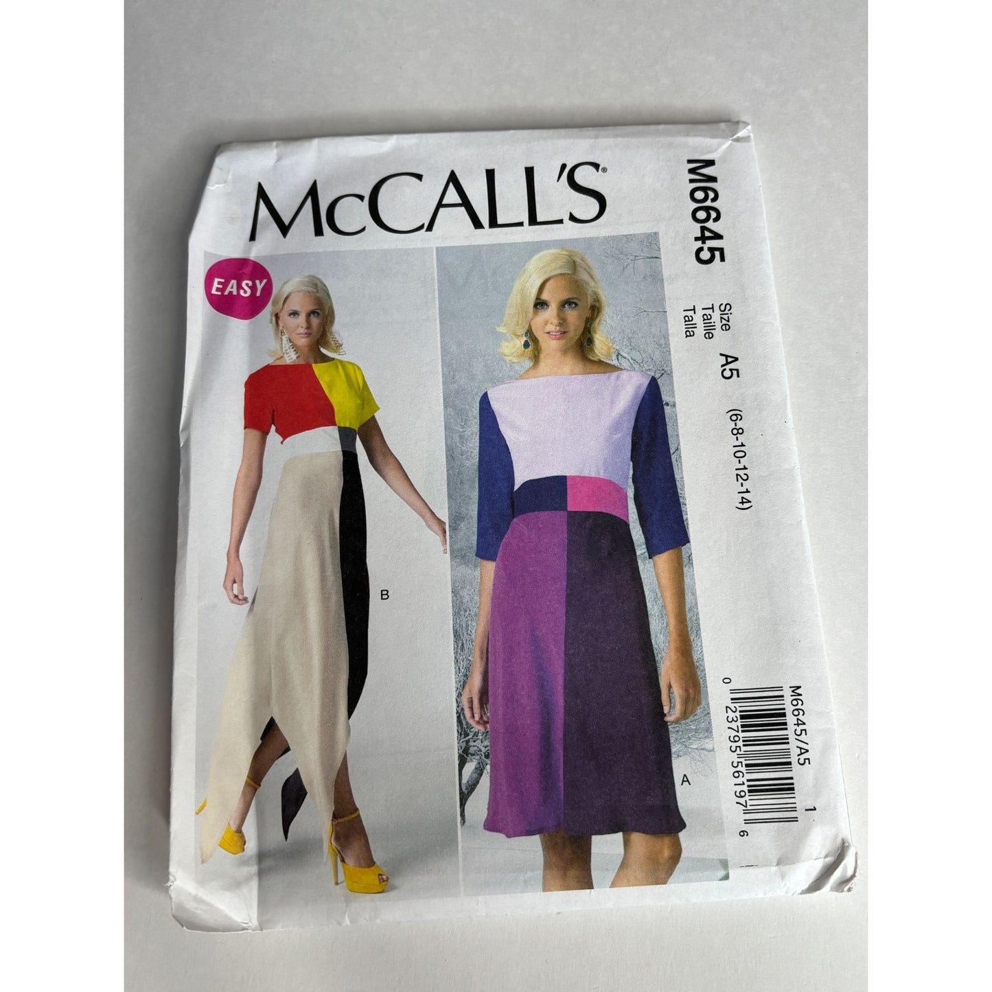 McCalls M6645 Womens Easy Color Block Dress Sewing Pattern Sizes 6-14