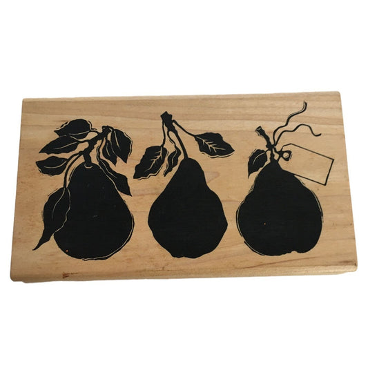 A Stamp in the Hand Pear Border Rubber Stamp Silhouette Fruit Tag Card Making