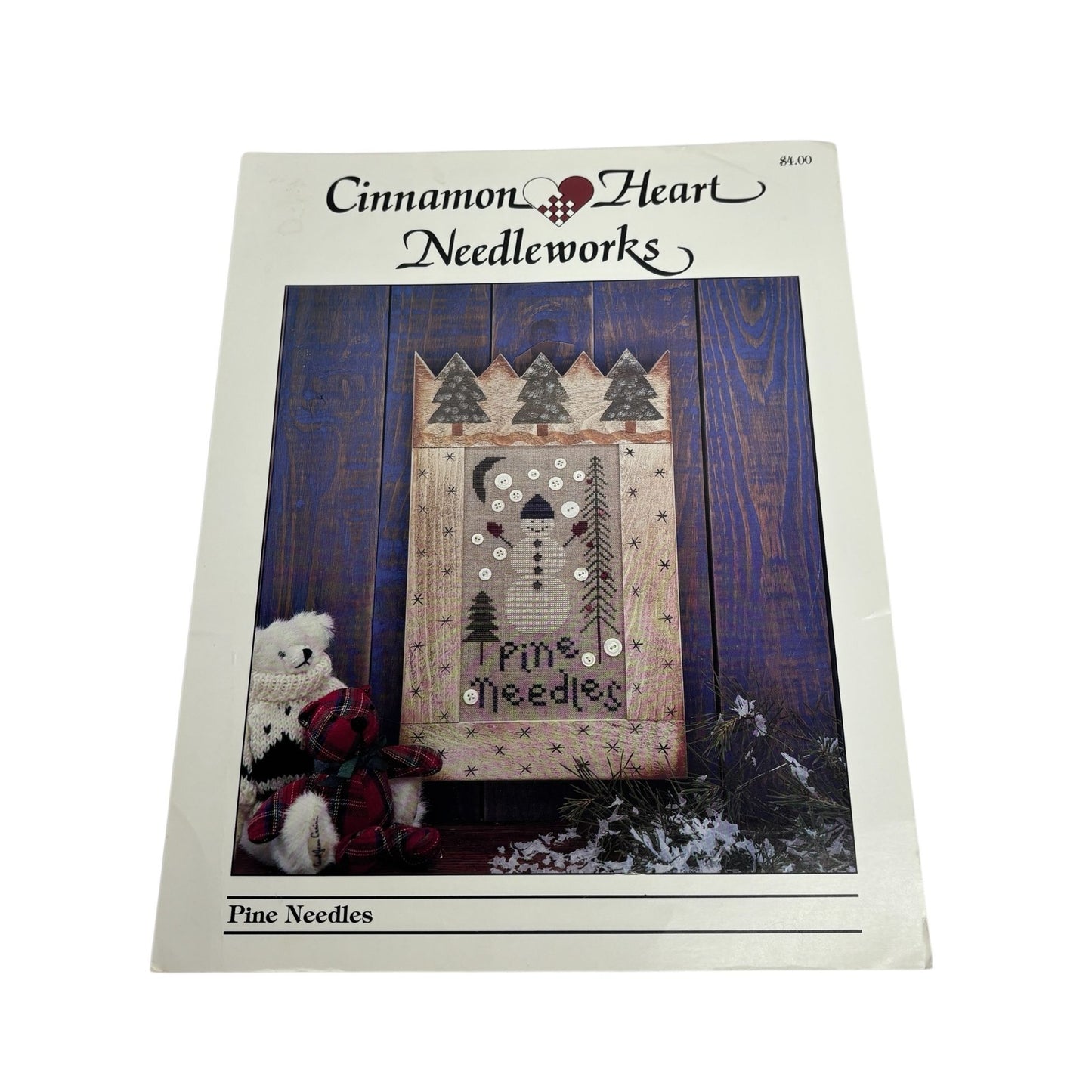 Cinnamon Heart Needleworks Pine Needles Cross Stitch Pattern Snowman Winter