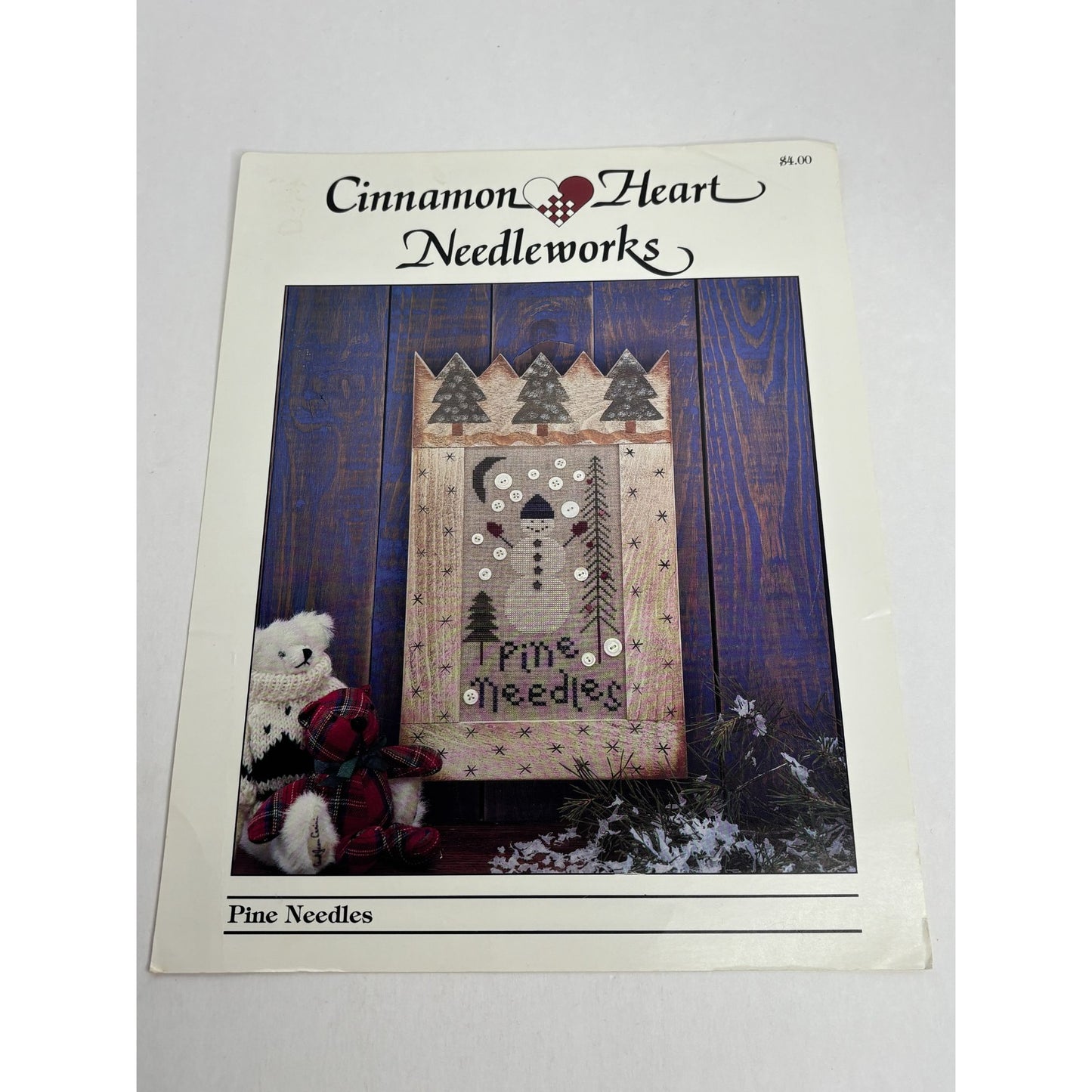 Cinnamon Heart Needleworks Pine Needles Cross Stitch Pattern Snowman Winter