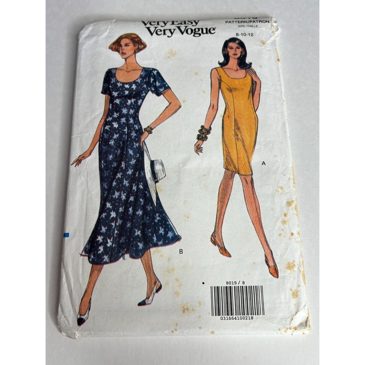 Vogue Sewing Pattern 8019 Fitted Dress Career Work Very Easy Size 8-10-12 Uncut