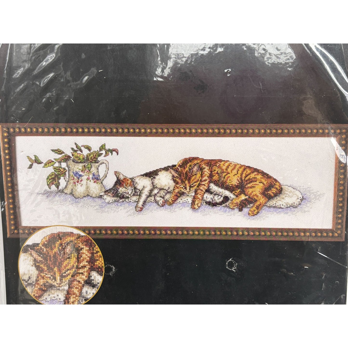 Bucilla Counted Cross Stitch Kit Sleeping Cats Nap Sealed Planter Flowers 43498