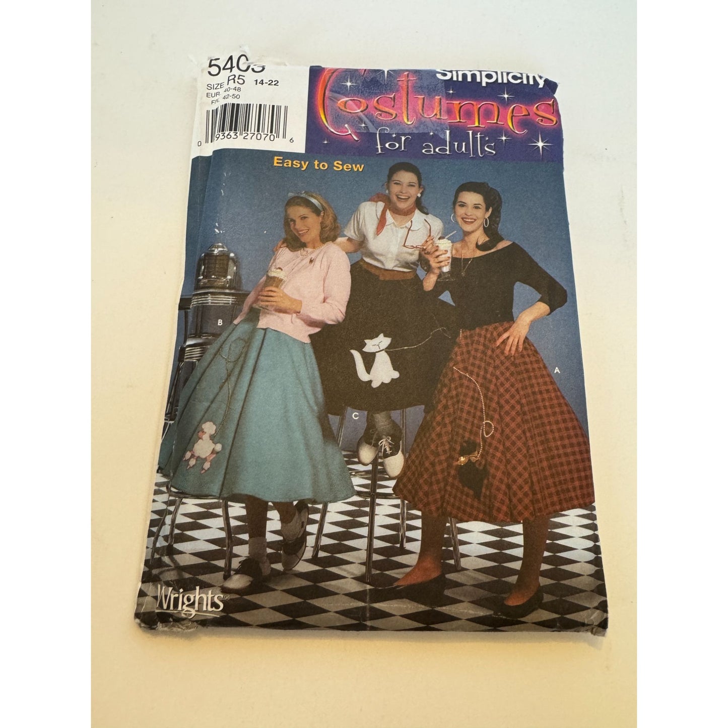 Simplicity Sewing Pattern 5403 Easy to Sew Poodle Skirt Costume Uncut Size 14-22