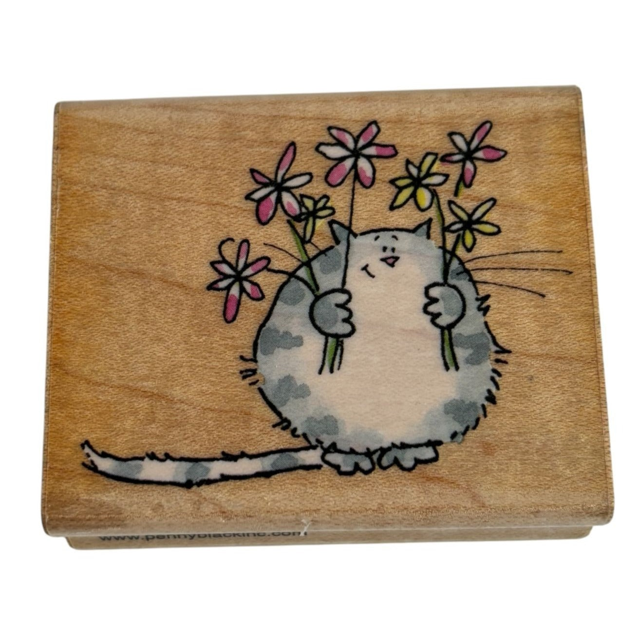 Penny Black Rubber Stamp Merci Pet Cat Flowers Thank You Friendship Card Making