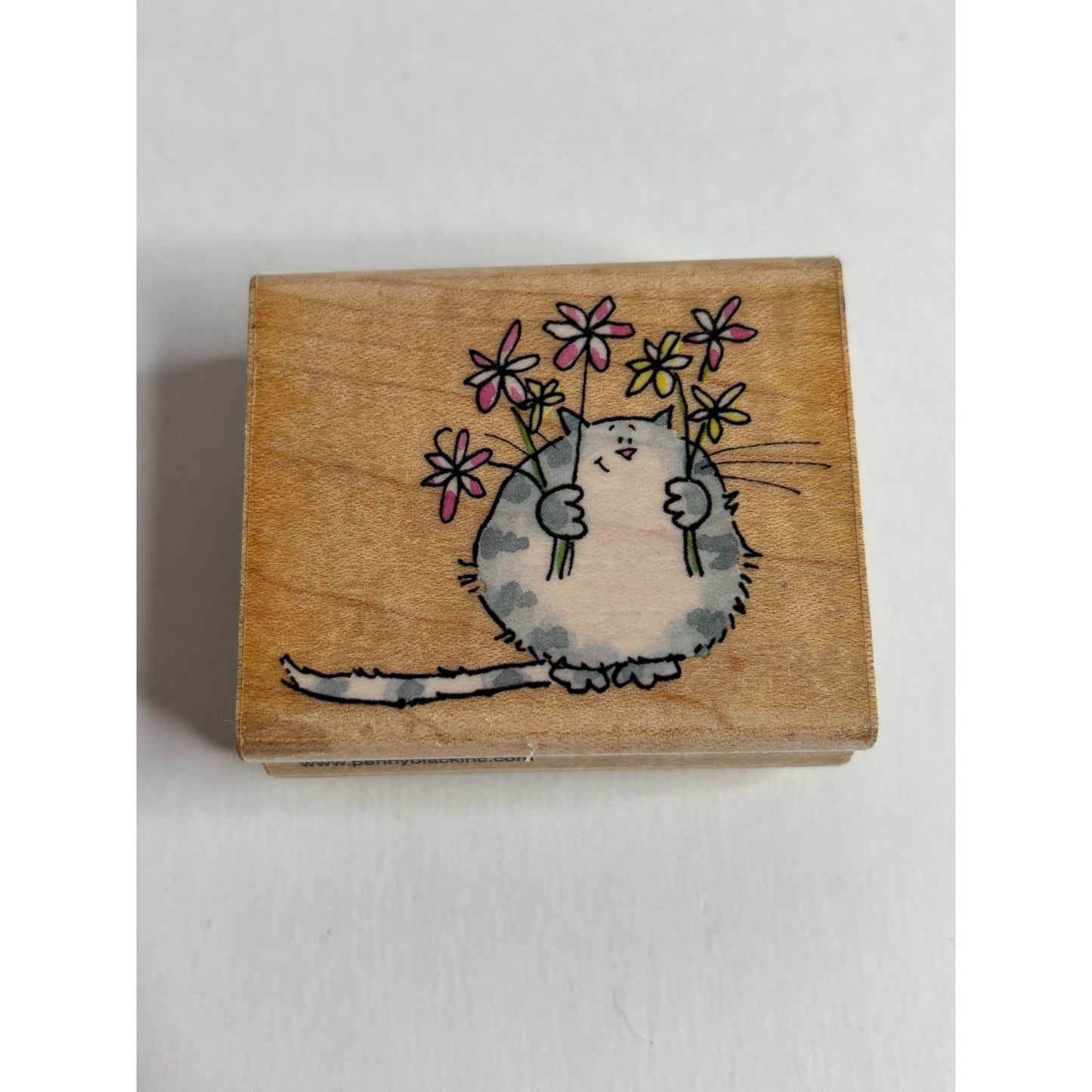 Penny Black Rubber Stamp Merci Pet Cat Flowers Thank You Friendship Card Making