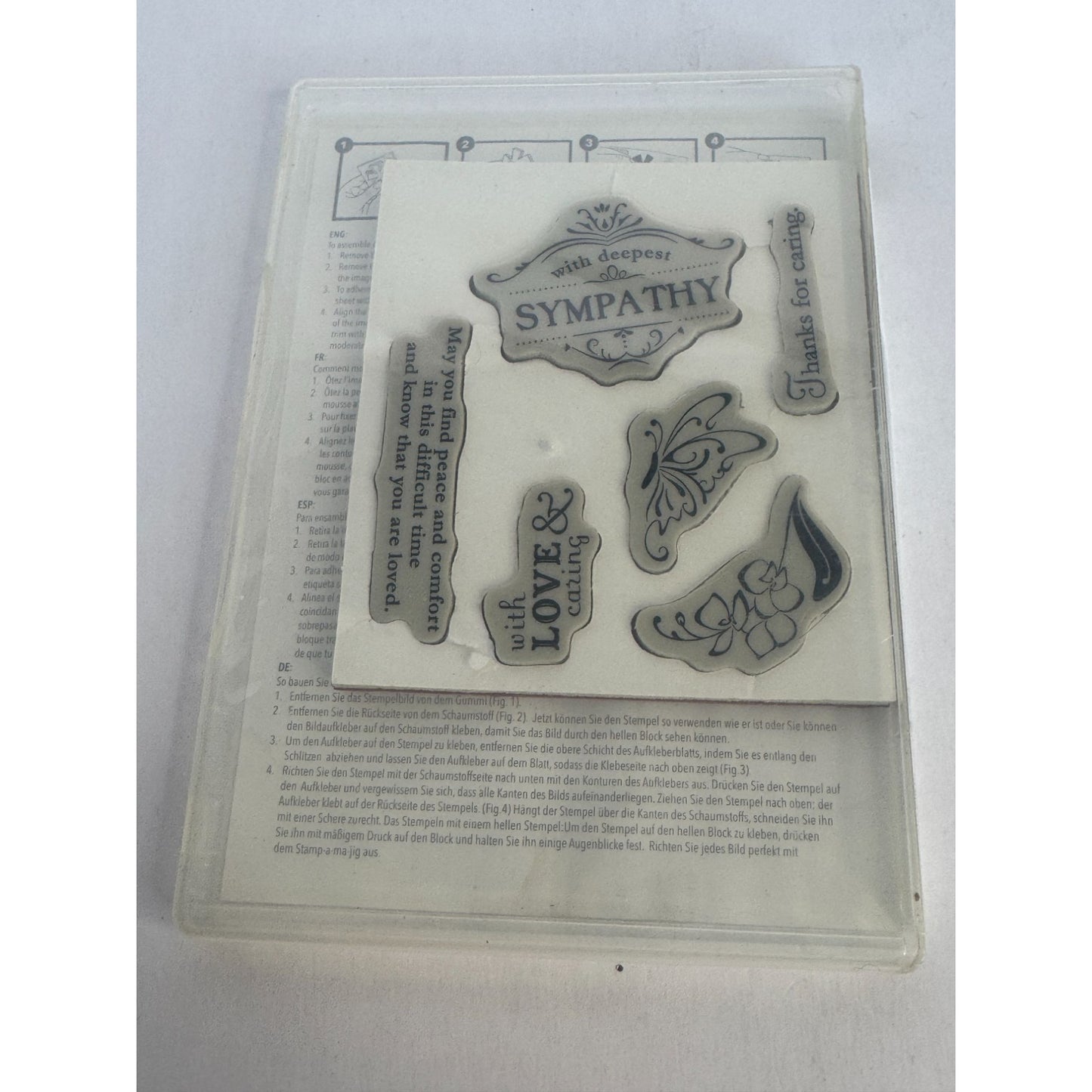 Stampin Up Clear Mount Rubber Stamp Set Thanks For Caring With Deepest Sympathy