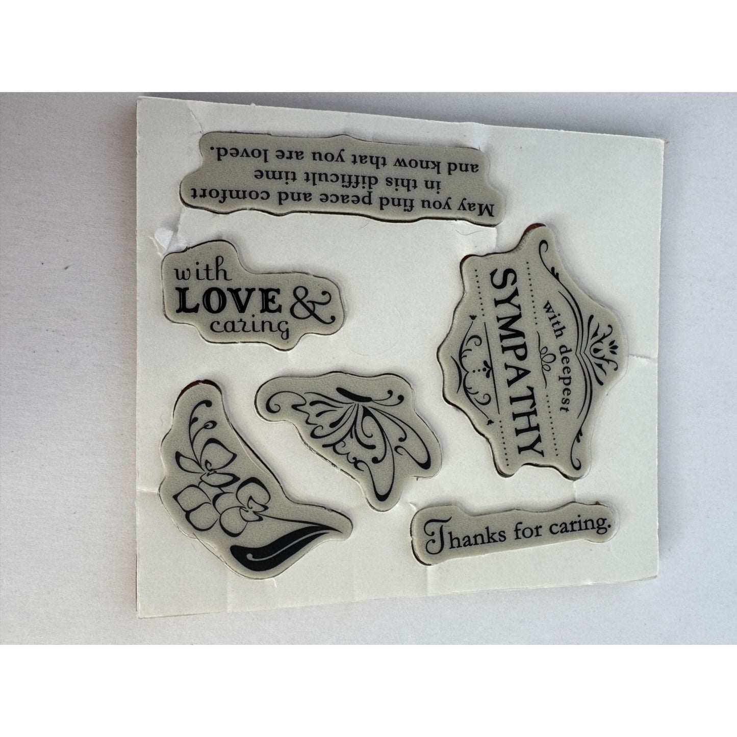 Stampin Up Clear Mount Rubber Stamp Set Thanks For Caring With Deepest Sympathy