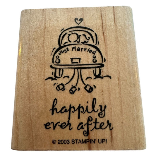 Stampin Up Rubber Stamp Happily Ever After Just Married Wedding Card Making Word