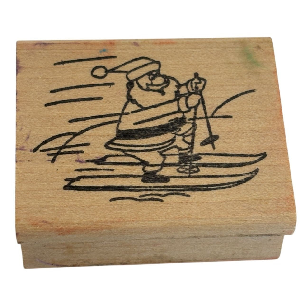 Stamp Affair Rubber Stamp Santa Water Skiing Winter Sport Humor Christmas Funny