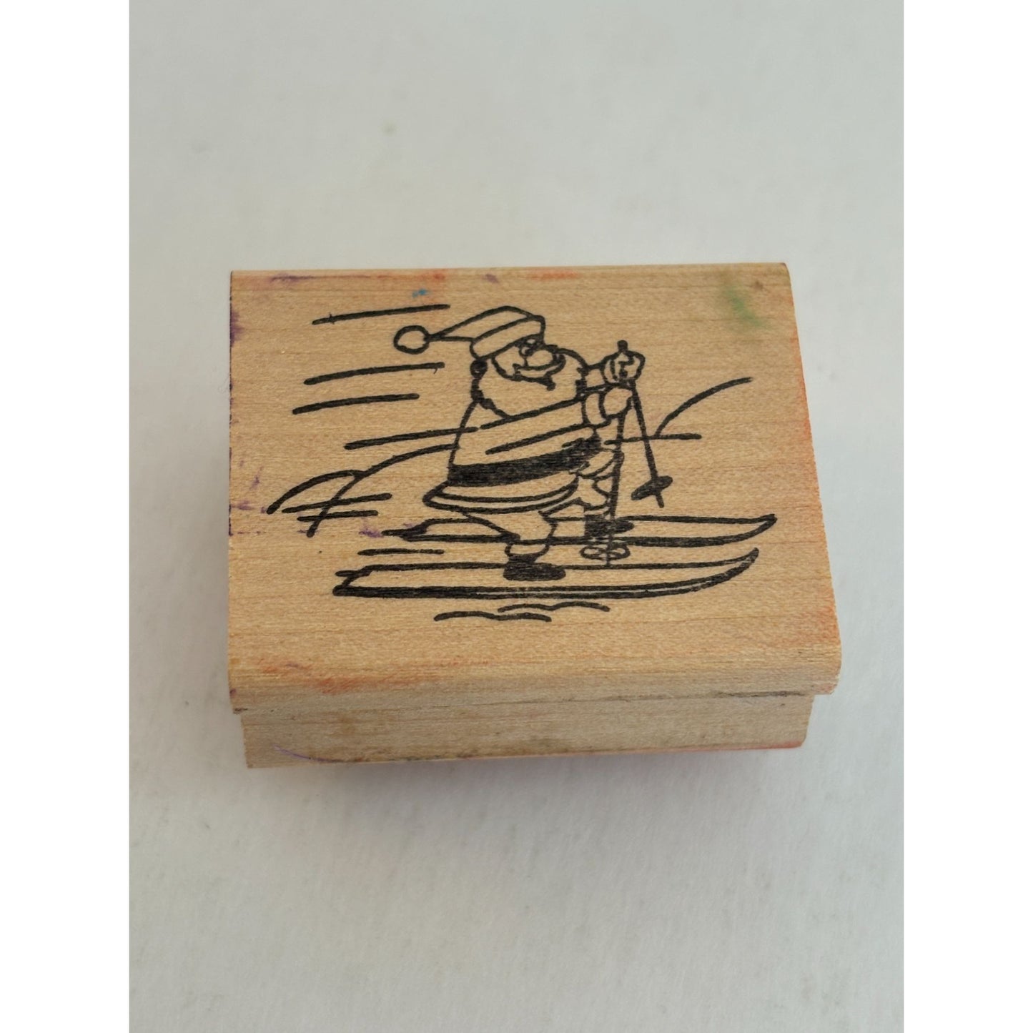 Stamp Affair Rubber Stamp Santa Water Skiing Winter Sport Humor Christmas Funny