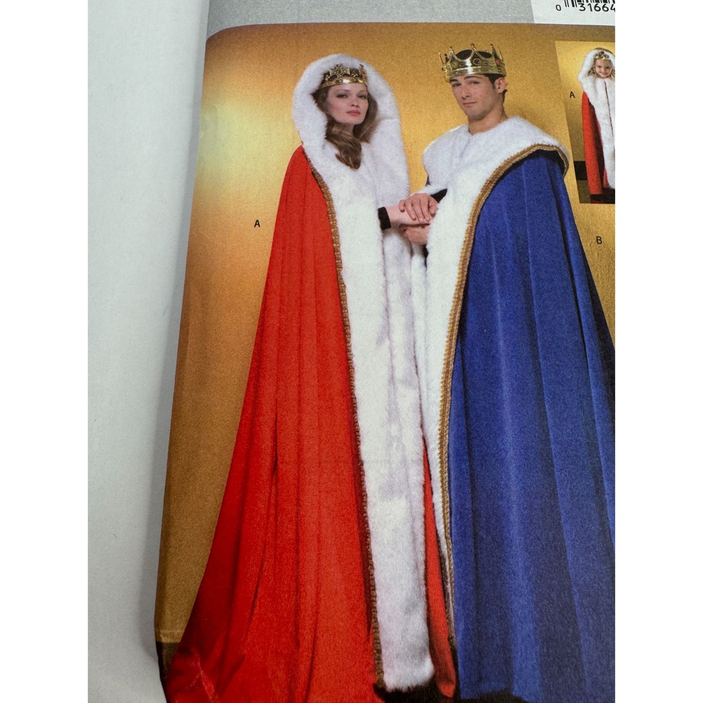 Butterick Sewing Pattern B4316 Halloween Costume King Queen Royal Cape Hood UC