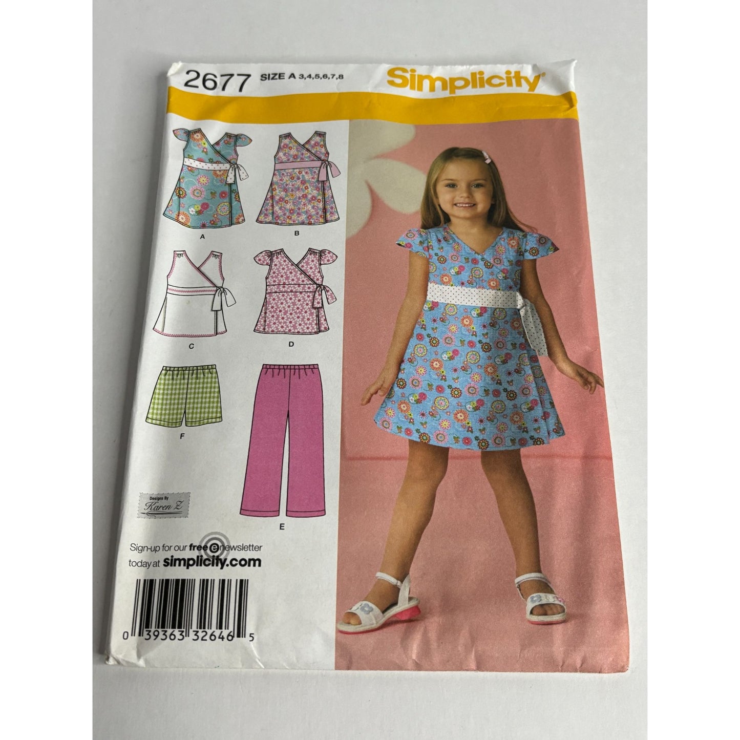 Simplicity Sewing Pattern 2677 Girls Outfit Dress Top Pants Shorts Sizes 3-8 UC