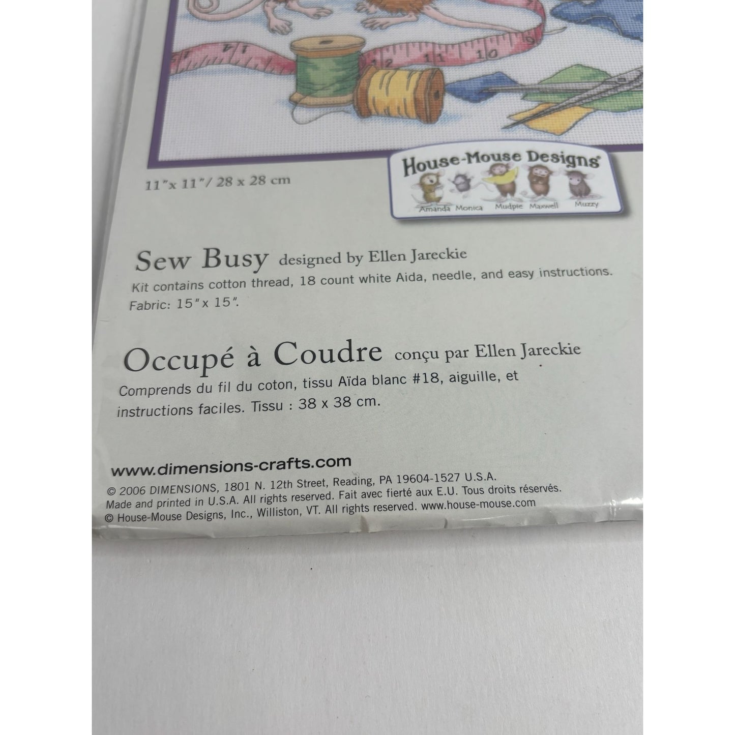 Dimensions Counted Cross Stitch Kit House Mouse Sew Busy Sewing Seamstress Funny