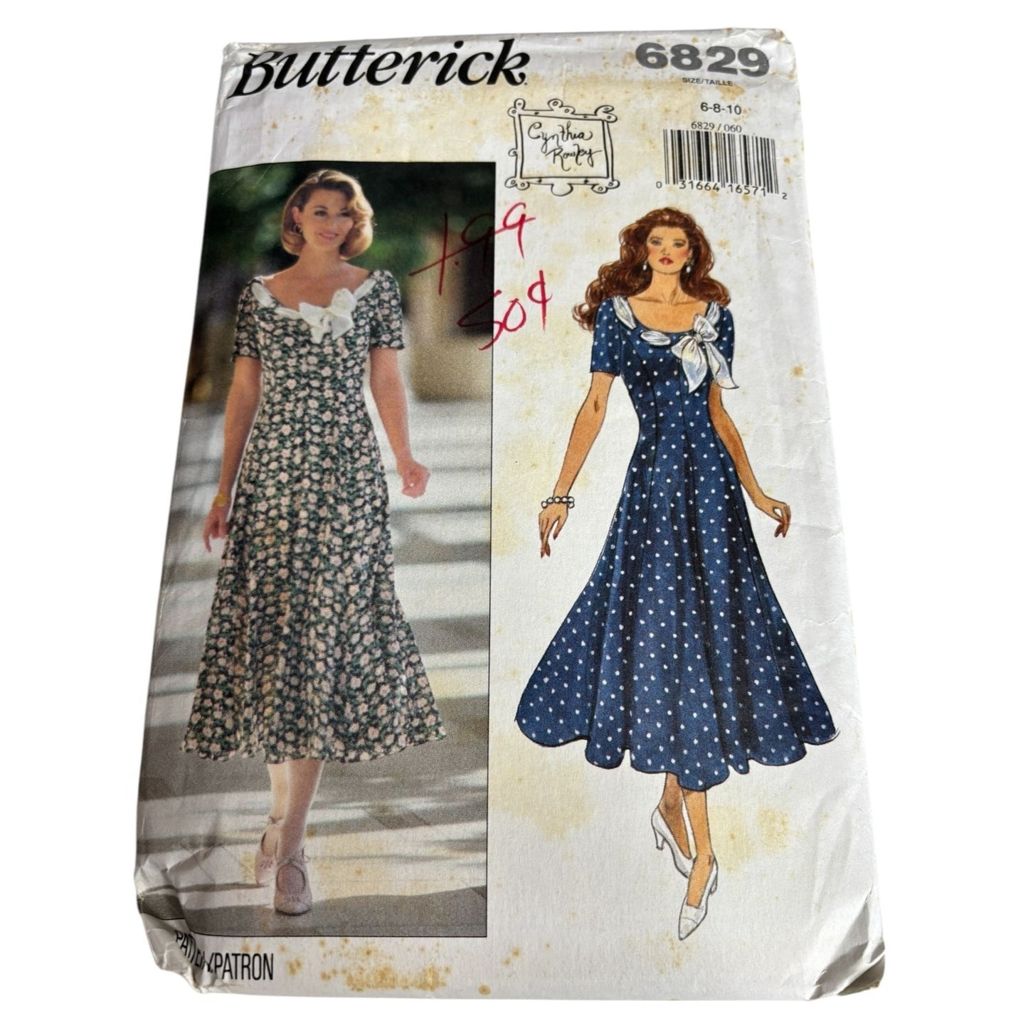 Butterick Sewing Pattern 6829 Fitted and Flare Dress Size 6 8 10 Uncut Rowley