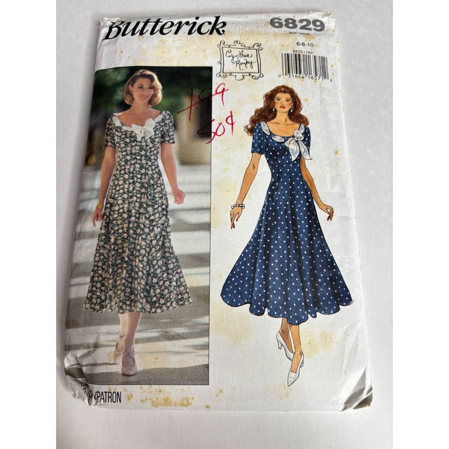 Butterick Sewing Pattern 6829 Fitted and Flare Dress Size 6 8 10 Uncut Rowley