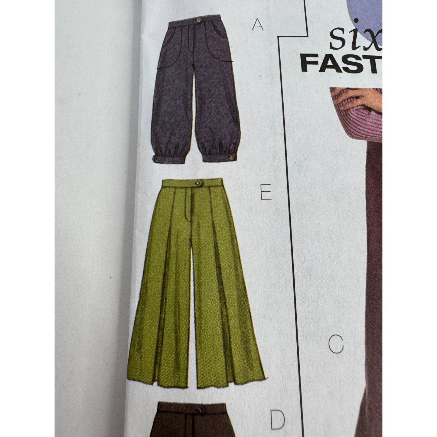 Butterick Sewing Pattern B4861 Gaucho Pants Six Sew Easy 6-12 Work Career Uncut