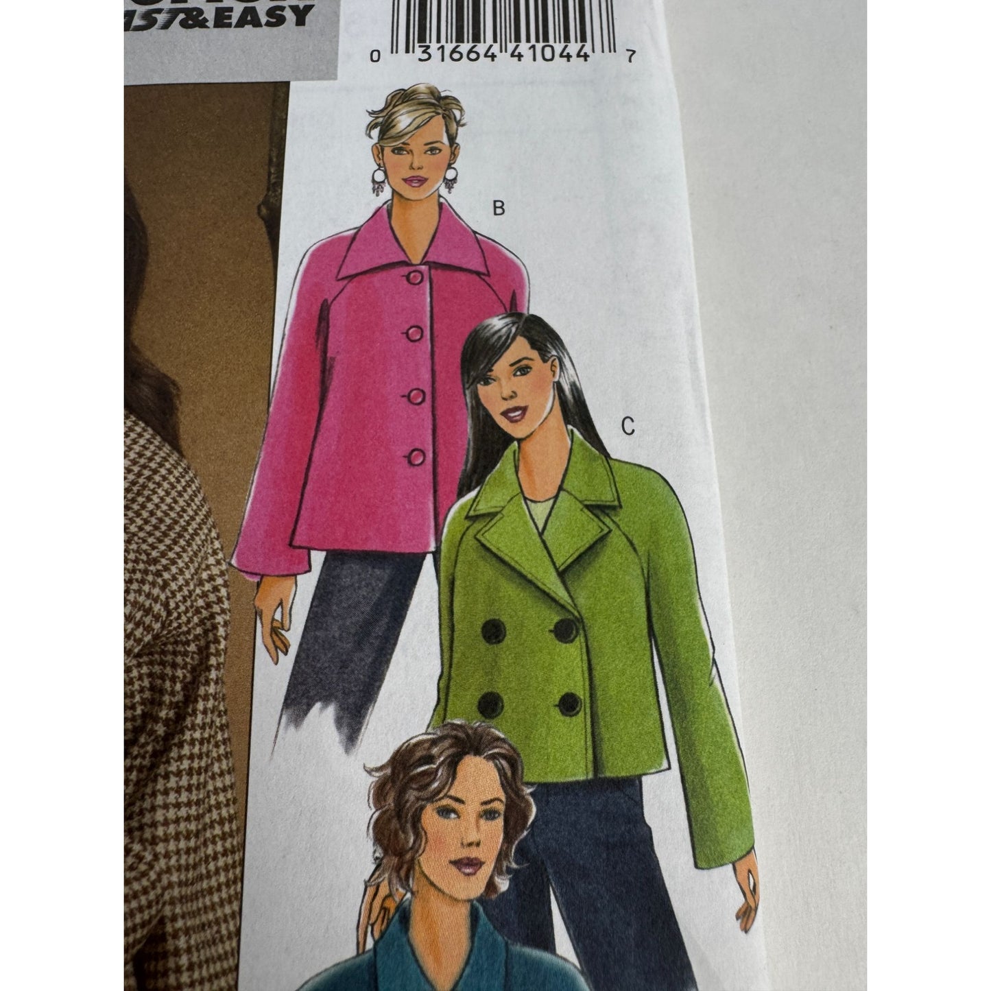 Butterick Sewing Pattern B4865 Very Easy Raglan Sleeve Jacket Blazer XS S M UC