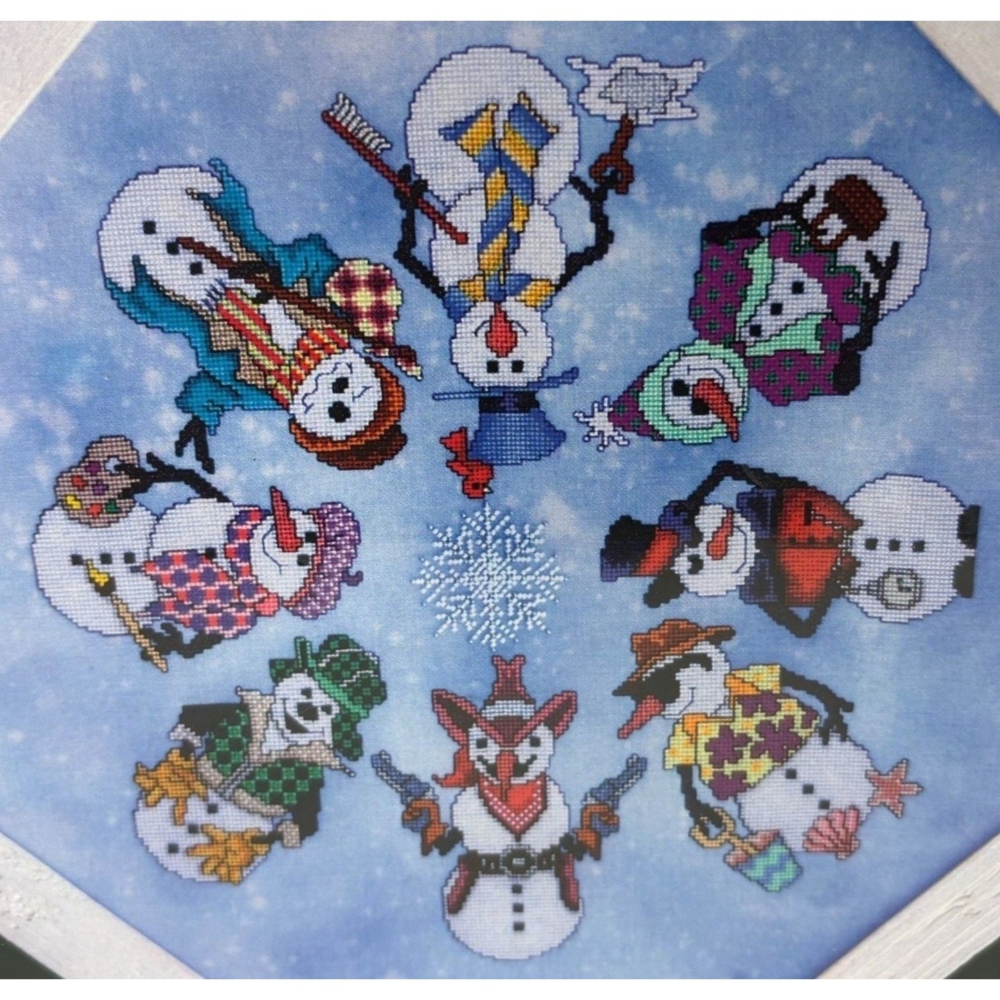 Glendon Place Cross Stitch Pattern Snowmen Ala Round Western Snowman Beach Funny