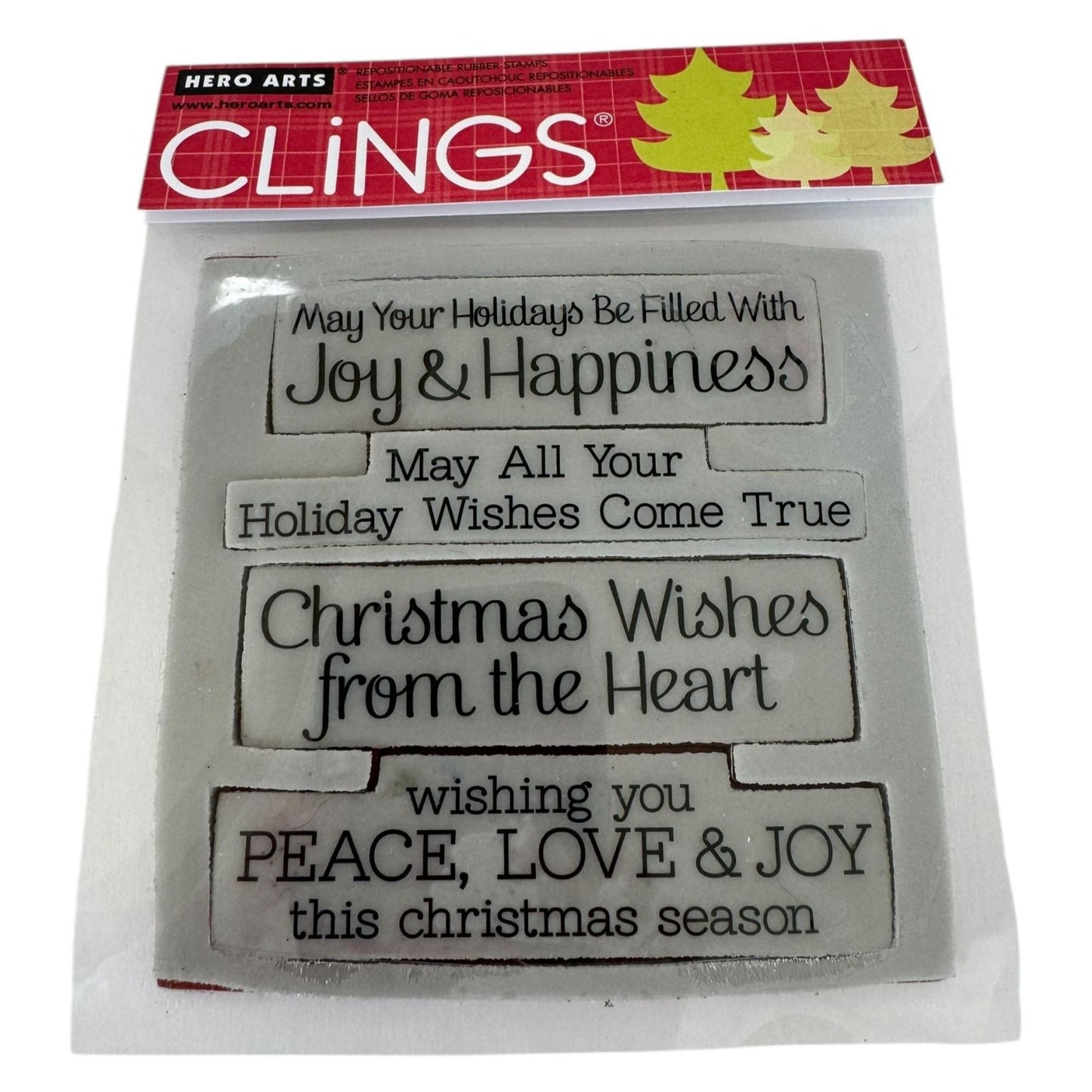 Hero Arts Clings Rubber Stamps Christmas Wishes Come True Set Card Making Words