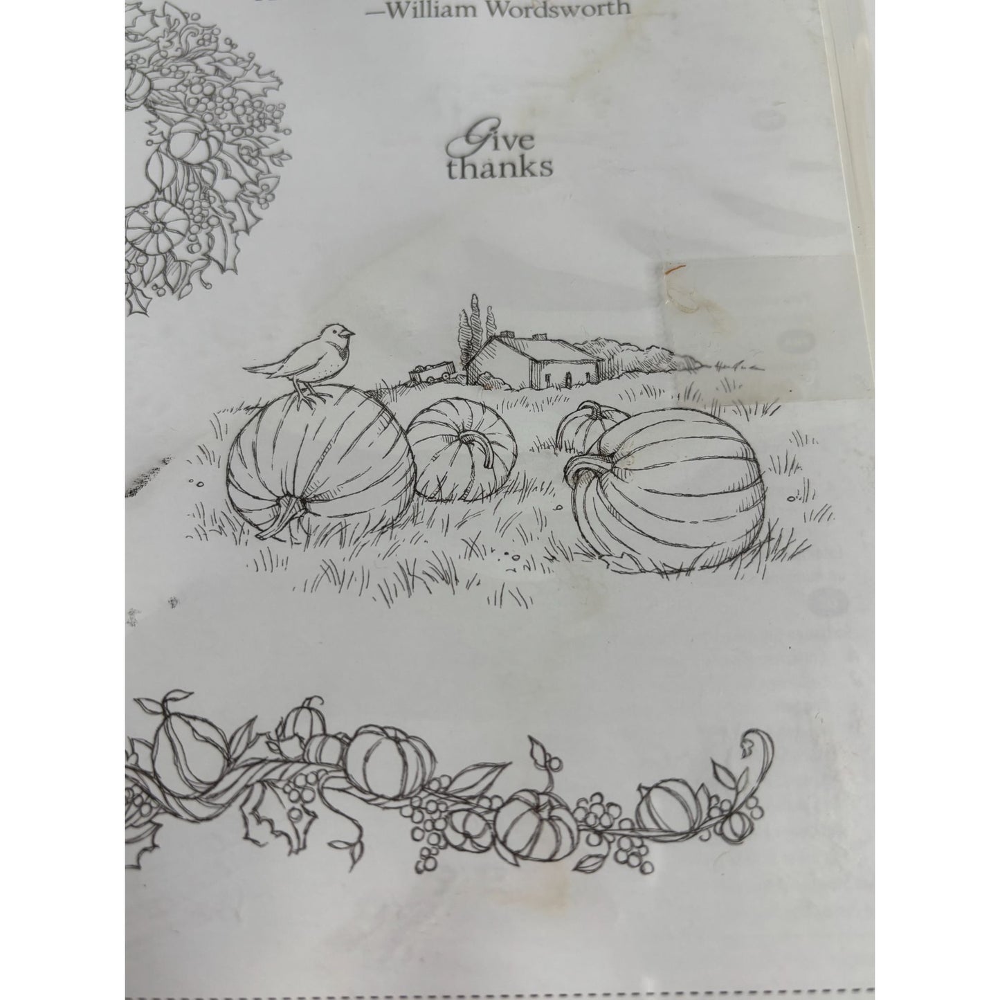 Stampin Up Clear Mount Rubber Stamp Set Full Of Blessings Thanksgiving Pumpkin