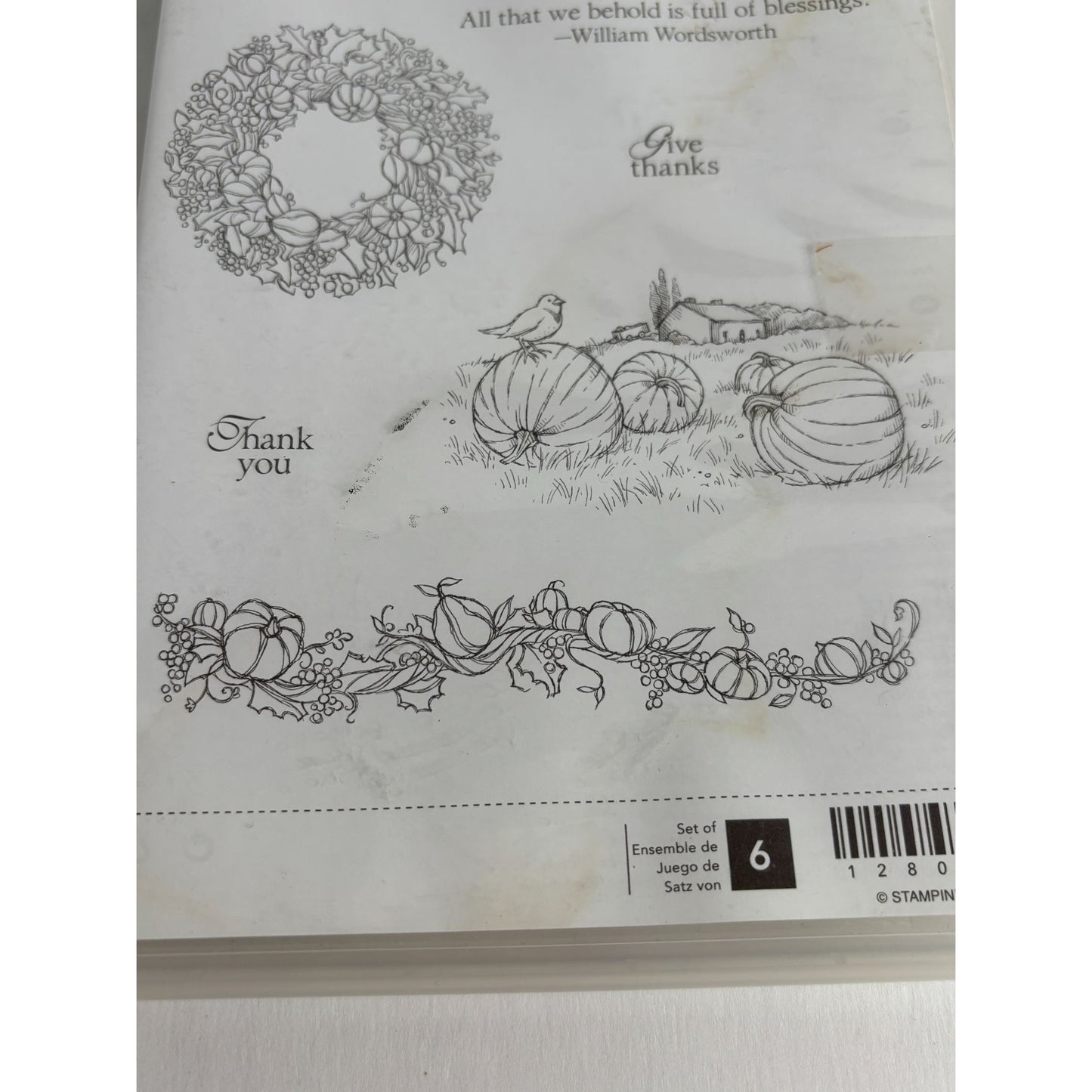 Stampin Up Clear Mount Rubber Stamp Set Full Of Blessings Thanksgiving Pumpkin