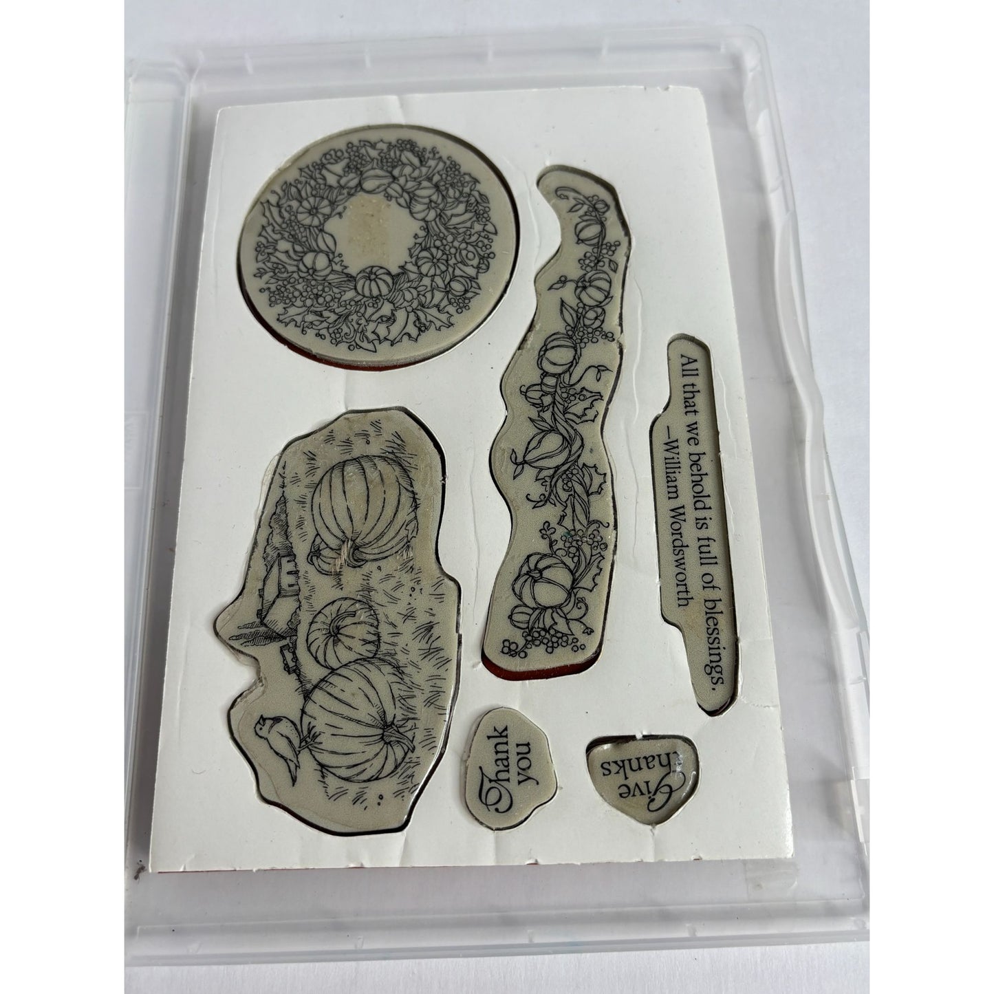 Stampin Up Clear Mount Rubber Stamp Set Full Of Blessings Thanksgiving Pumpkin