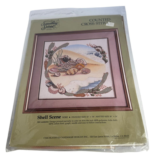 Something Special Counted Cross Stitch Kit Shell Scene Beach Seaside 14 x14 inch