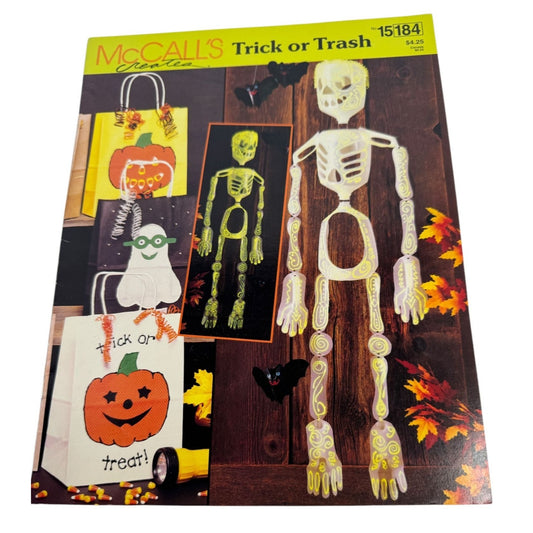 McCalls Create Trick Or Trash Trick or Treat Bag Halloween Skeleton Pattern