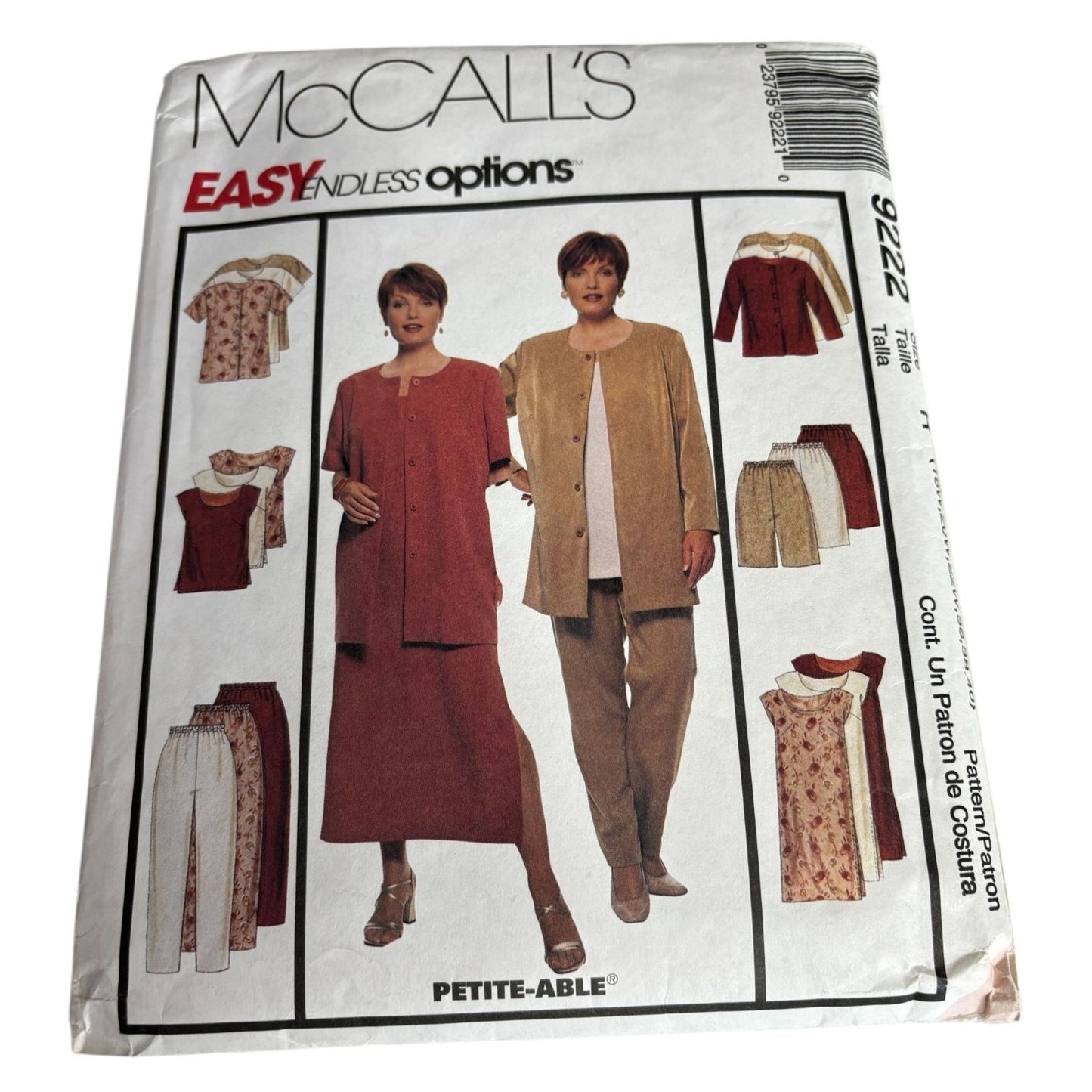 McCalls Sewing Pattern 9222 Womens Jacket Pants Skirt Shirt 18W 20W 22W Uncut