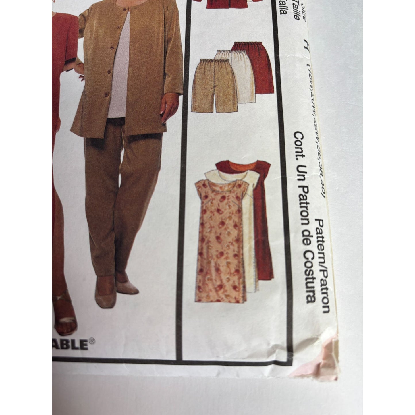 McCalls Sewing Pattern 9222 Womens Jacket Pants Skirt Shirt 18W 20W 22W Uncut