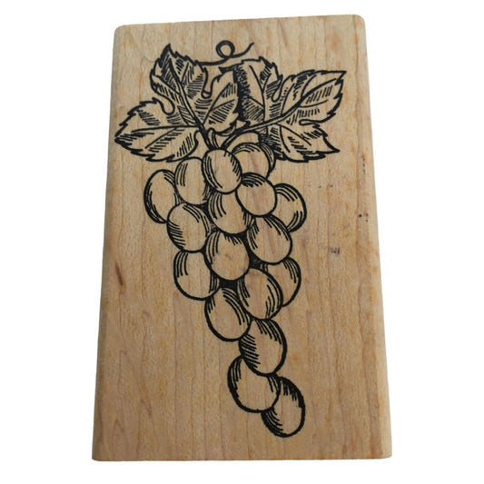 Hampton Art Rubber Stamp Grapes Grape Cluster with Leaf Fruit Food Card Making