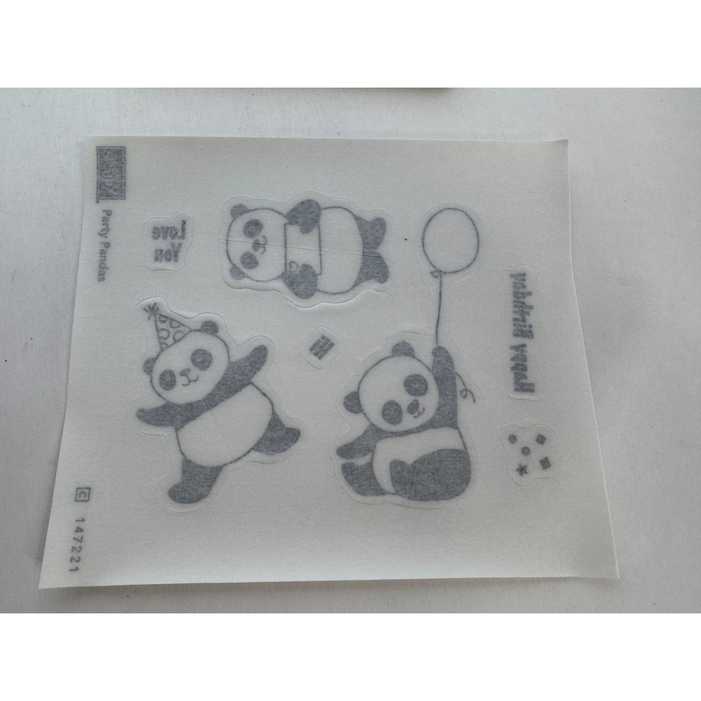 Stampin Up Clear Mount Rubber Stamp Set Party Pandas Birthday Card Making Bears