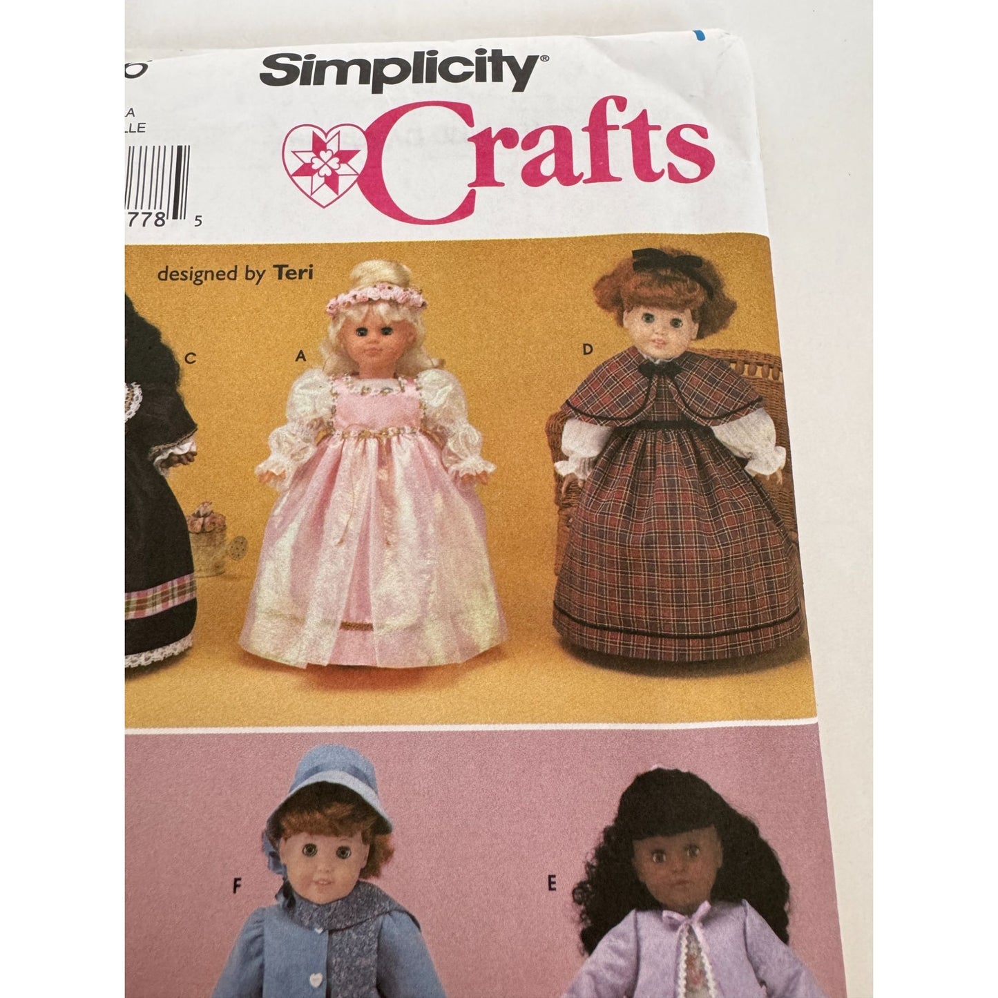 Simplicity Crafts Sewing Pattern 9136 Doll Clothing Clothes Dress Cape 18 inch