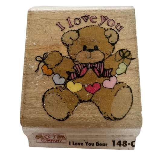 Rubber Stampede Stamp I Love You Bear Teddy Heart String Valentines Day Small