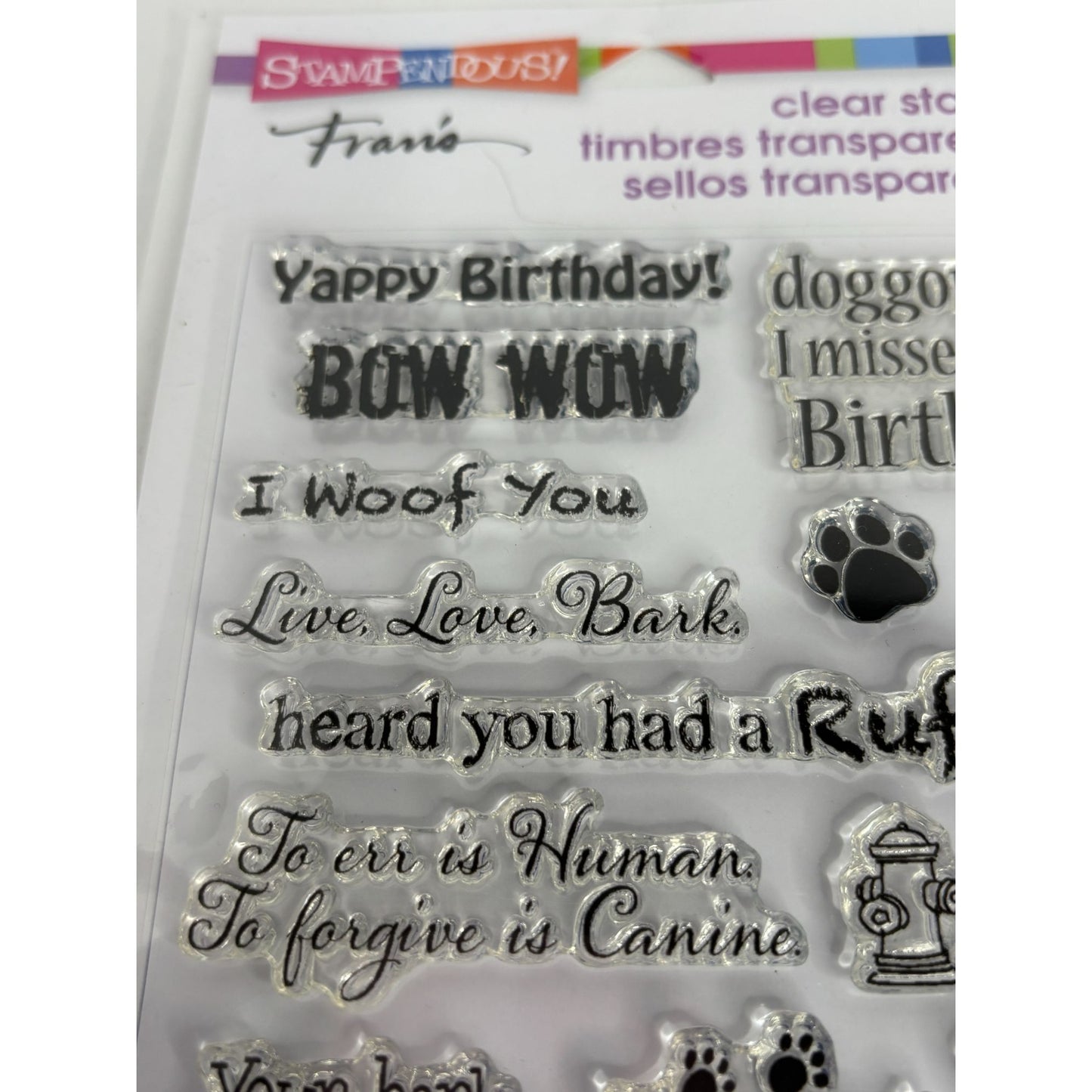 Stampendous Clear Stamps Set Dog Sayings Bow Wow Puns Funny I Woof You Animal