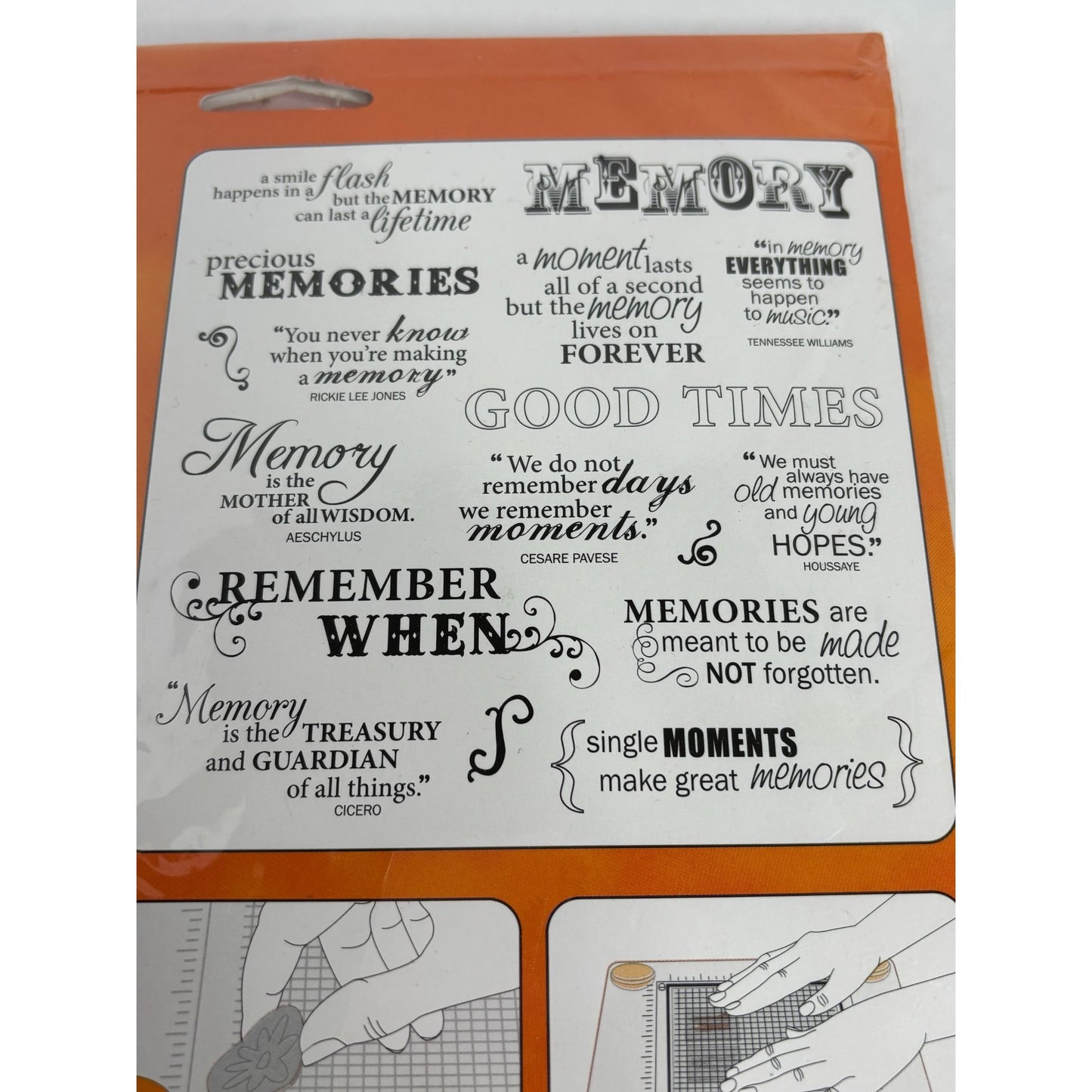 Fiskars Clear Acrylic Stamps Set Good Times Quotes Memory Memories Words Sayings