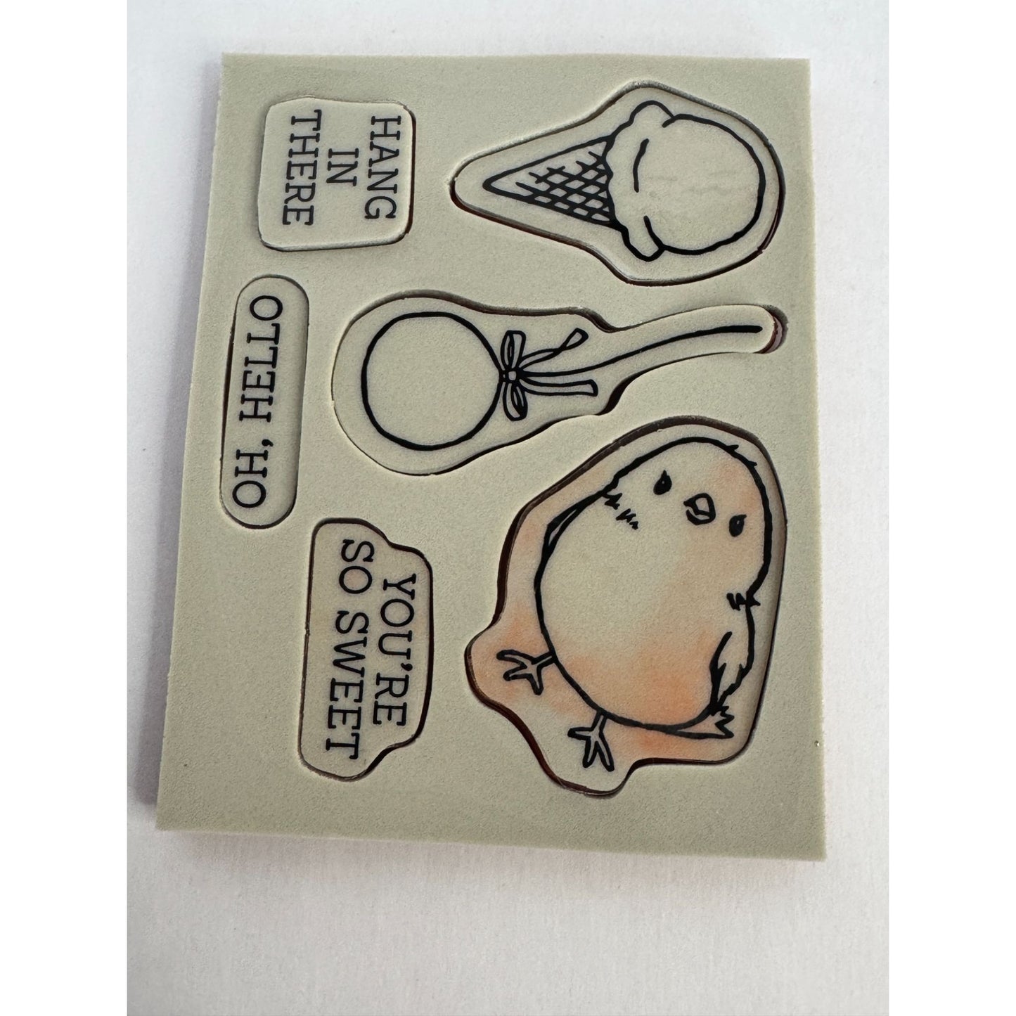 Stampin Up Rubber Stamps Honeycomb Happiness Easter Chick Balloon Hang in There