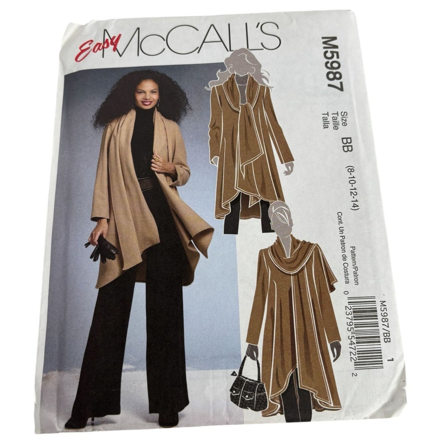 McCalls Sewing Pattern M5987 Womens Coat Attached Scarf Winter Uncut Sizes 8-14