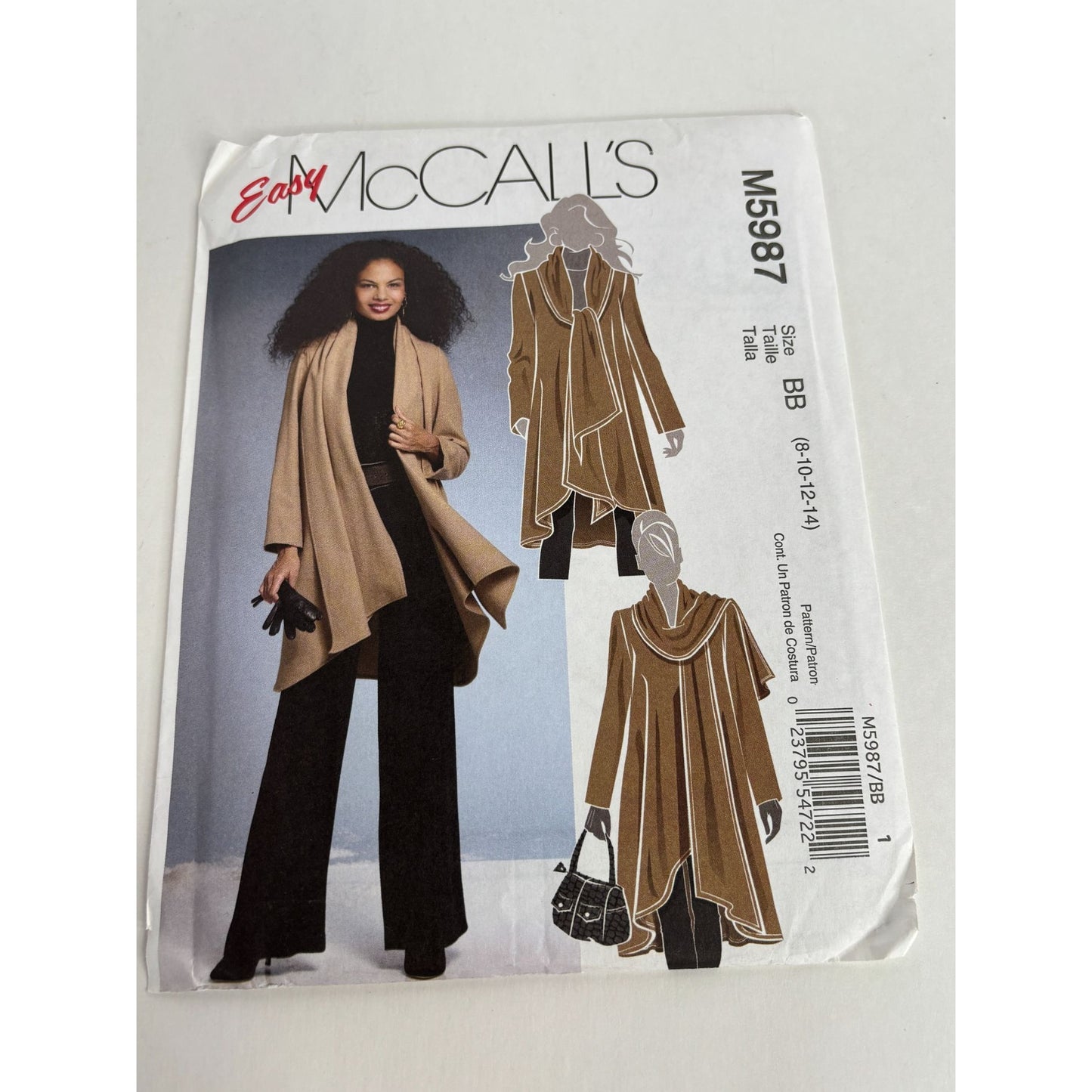 McCalls Sewing Pattern M5987 Womens Coat Attached Scarf Winter Uncut Sizes 8-14