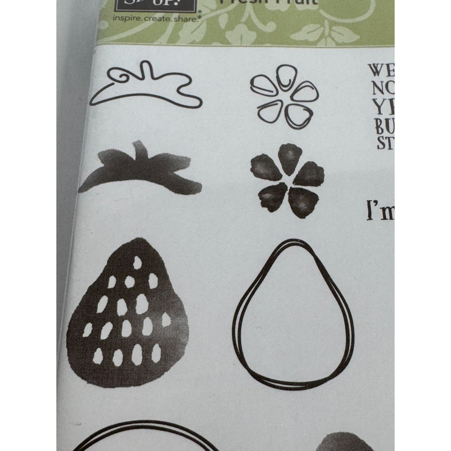 Stampin Up Fresh Fruit Acrylic Stamp Set 24 Card Making Words Strawberry Pear