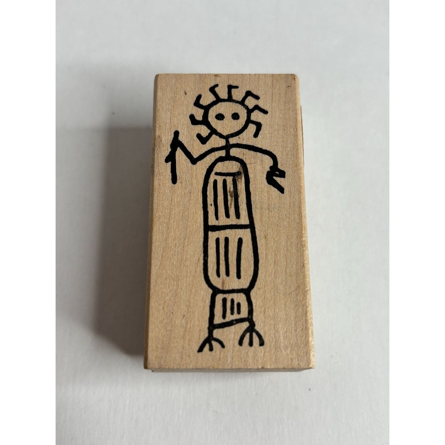 Primitive Art Petroglyph Wood Mounted Rubber Stamp Woman Lady Cave Drawing