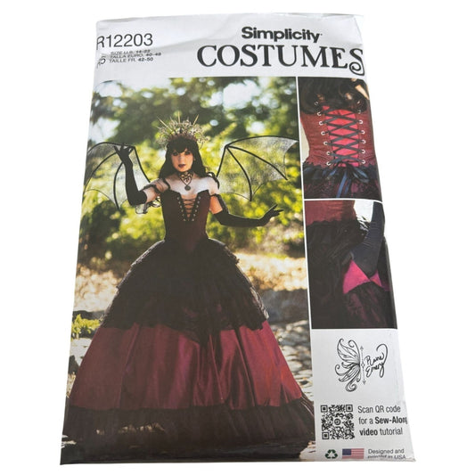 Simplicity Sewing Pattern R12203 Gothic Costume Corset Bat Wings Fantasy 14 -22