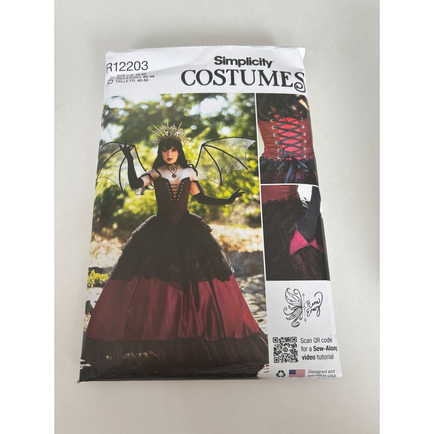 Simplicity Sewing Pattern R12203 Gothic Costume Corset Bat Wings Fantasy 14 -22