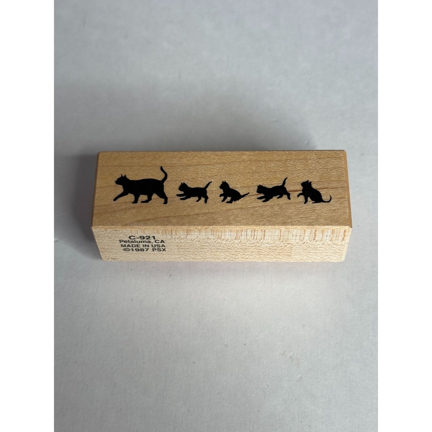 PSX Rubber Stamp Cat Family Silhouette Mother Kittens Border Card Making Edge