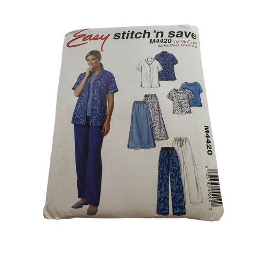 McCalls Sewing Pattern M4420 Easy Womens Top Shirt Skirt Pants Size 14-20 Modest