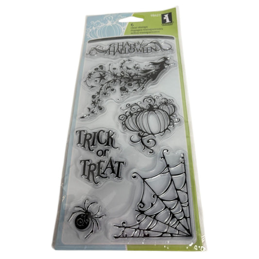 Inkadinkado Clear Stamps All Hallows Eve Happy Halloween Words Witch Spider Web